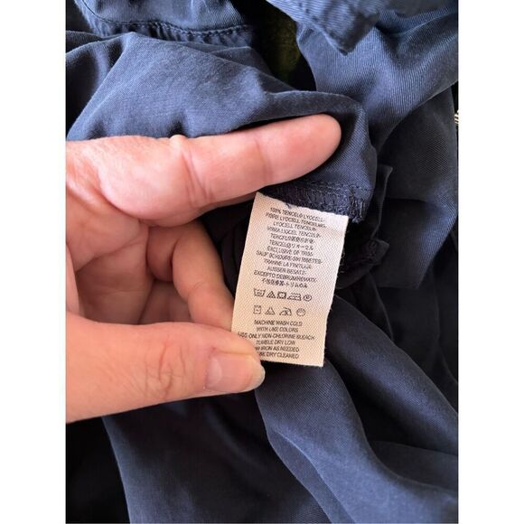 Free People navy blue off campus metallic detail button down long sleeve size sm - Picture 4 of 10